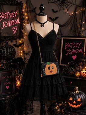Betsey Johnson NWT Halloween Pumpkin Crossbody Bag & Wallet Dual Sided